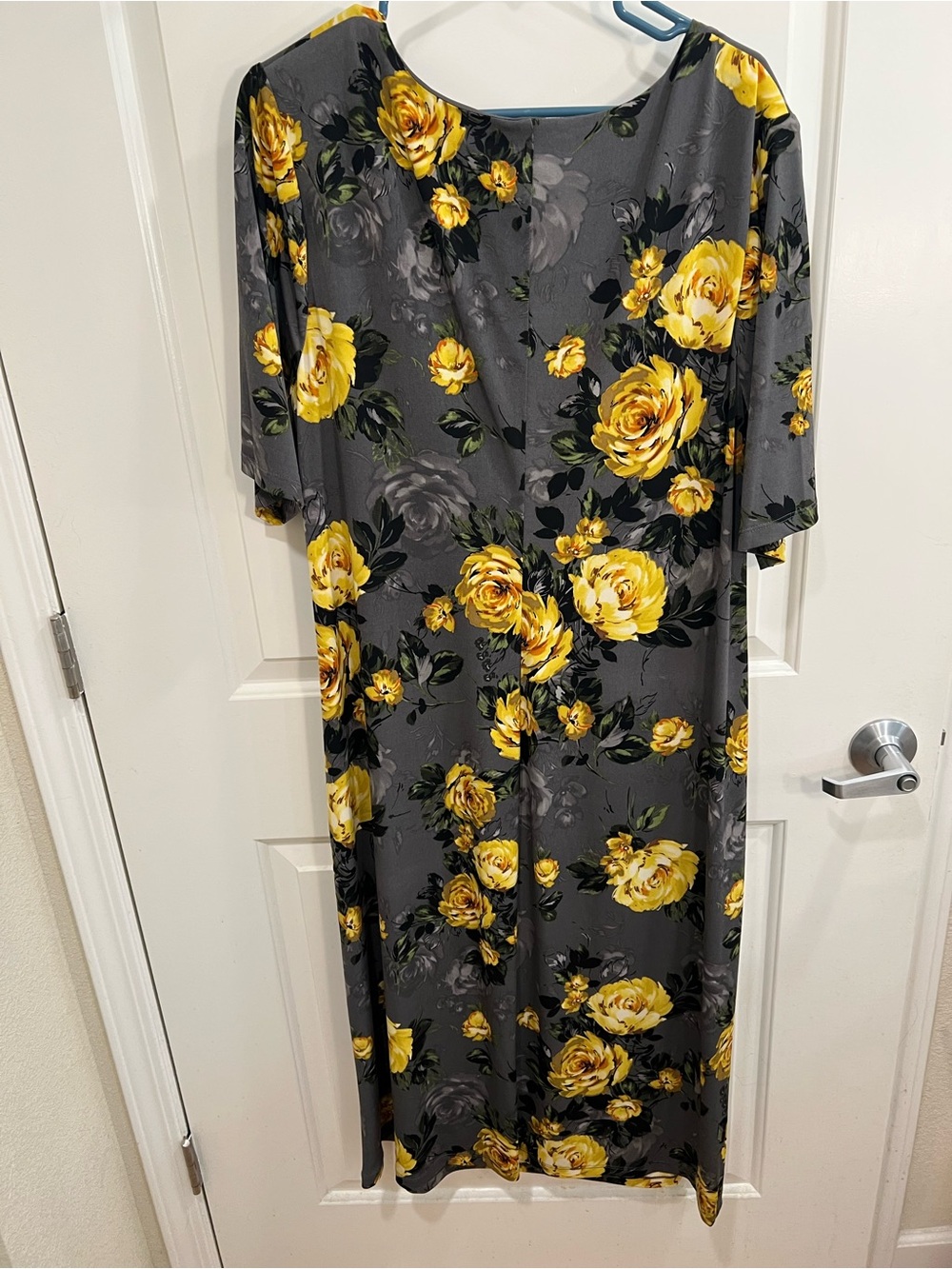Dark Grey Maxi Dress with Yellow Rose Floral Print New / Fall / Formal / Date - Picture 3 of 12